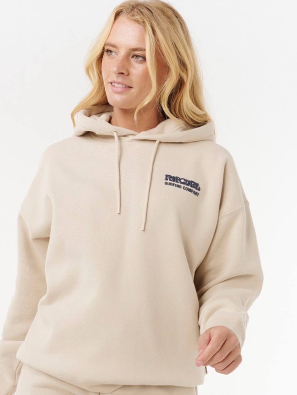 Rip Curl Women's Cream Pullover Hoodie with Navy Logo